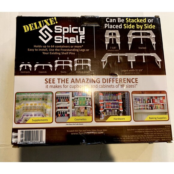Spicy Shelf Deluxe Set of Two Spice Racks Stackable Cabinet Organizer White-NIB - Picture 6 of 7
